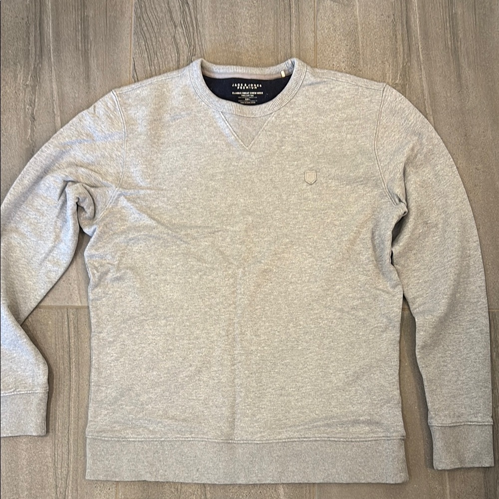 Jack & Jones Gray Crewneck Sweater Classic Knit